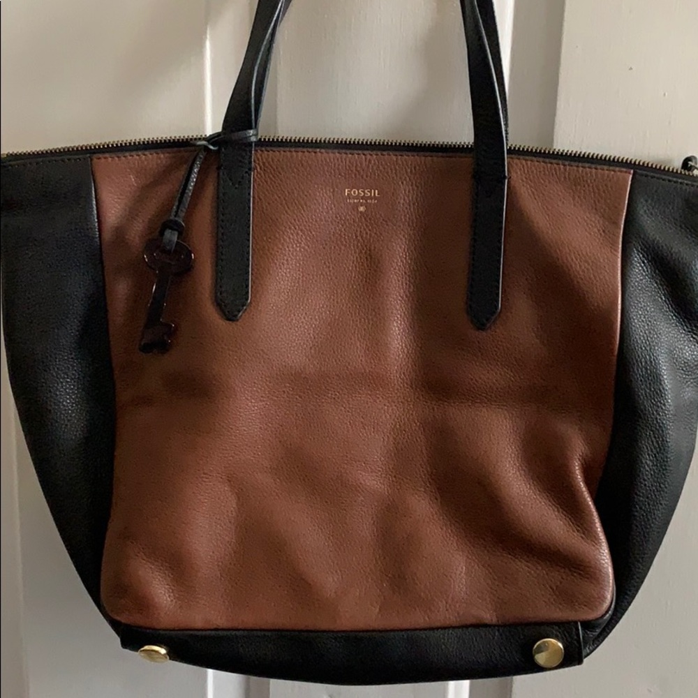 Two tone fossil tote